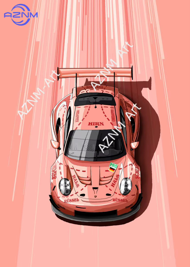 Modernes Cartoon-Rennwagen-Poster als Leinwandbild für die Wanddekoration im Kinderzimmer oder Wohnzimmer - Bild 3