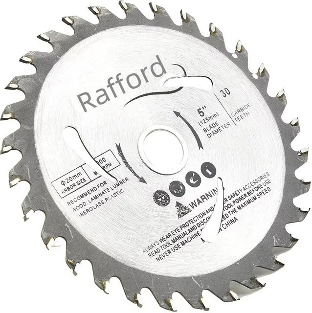 Rafford Kreissägeblatt Holztrennscheibe mit 30 Zähnen, Durchmesser: 125 mm, Bohrung: 20 mm, Hartmetall-Trennscheibe für die Holzbearbeitung - Bild 1