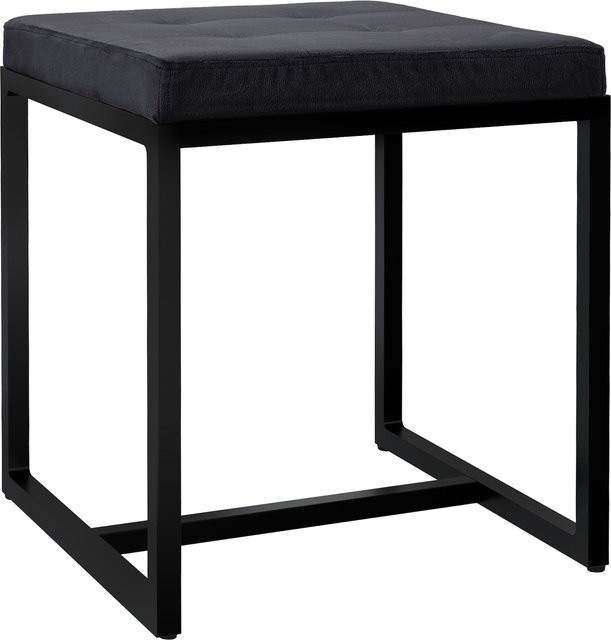 CLP Sitzhocker Barci Moderner Polsterhocker mit schwarzem Eisengestell in Anthrazit - Bild 1