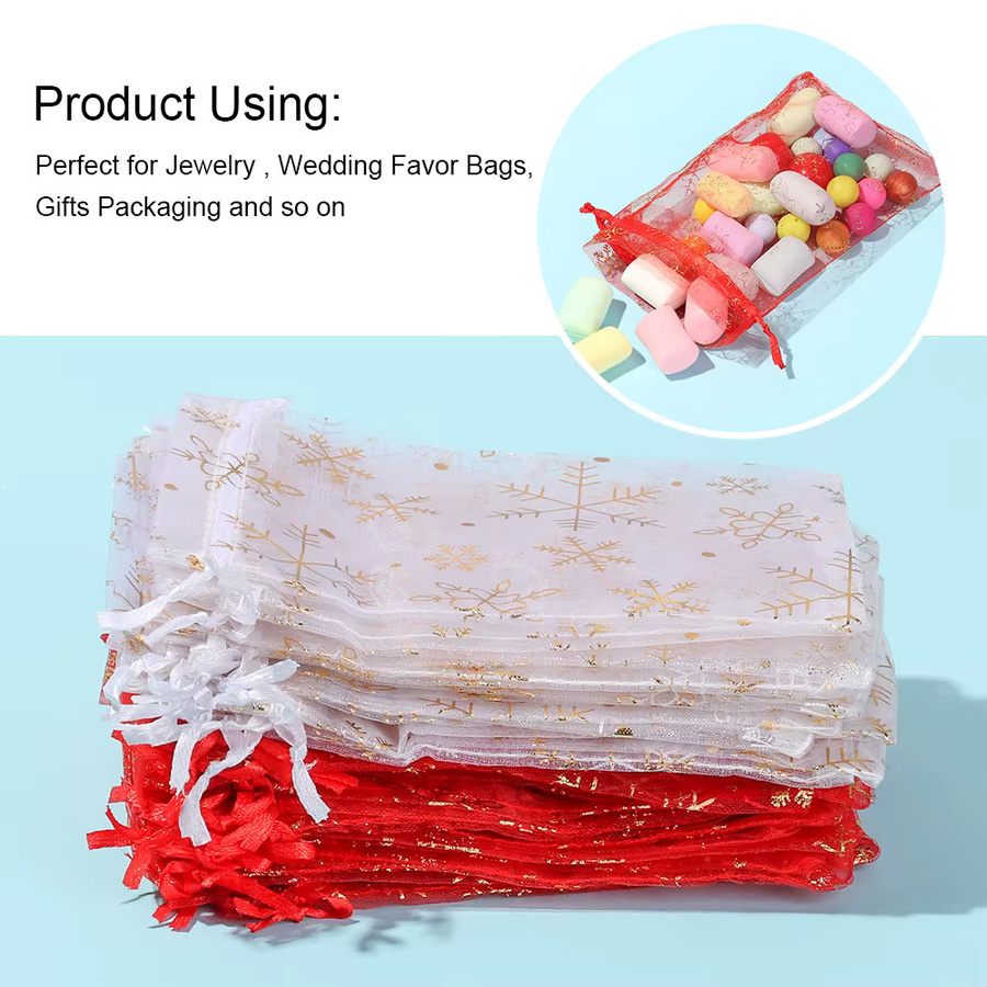 50 Stück Organza Beutel in Weiß zur Schmuck- und Geschenkeverpackung für Hochzeiten oder Weihnachten - Bild 3