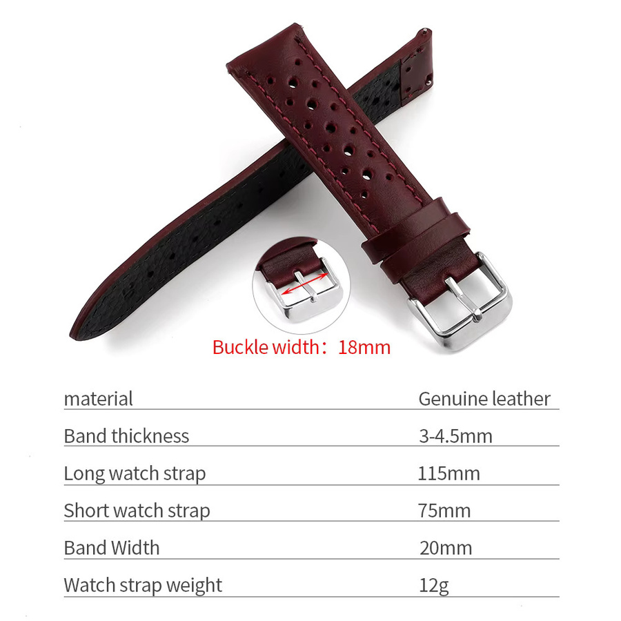 onthelevel Uhrenarmband Leder, 20 mm, Weinrot, Unisex - Bild 2