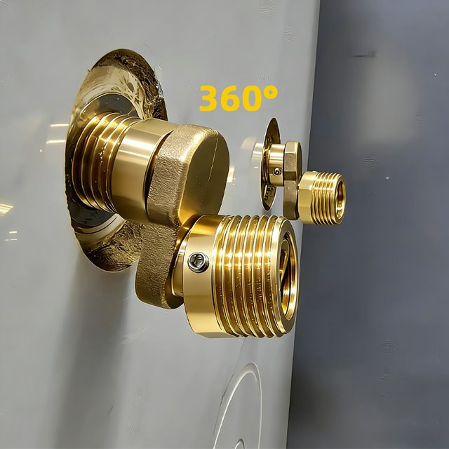 JIANGZILIU Duscharmatur-Adapter Wandmontage mit 360 Grad drehbarem Fußwinkel in Gold - Bild 1
