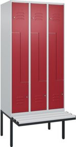 C+P Z-Spind Classic PLUS Sitzbank mit 6 Fächern und Zylinderschloss, auskragendes Design, B/T/H: 212,0 x 90,0 x 81,5 cm - Bild 1