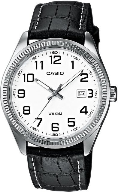 Casio Armbanduhr, Quarz, Edelstahl, Leder, 39 mm, Herren - Bild 1