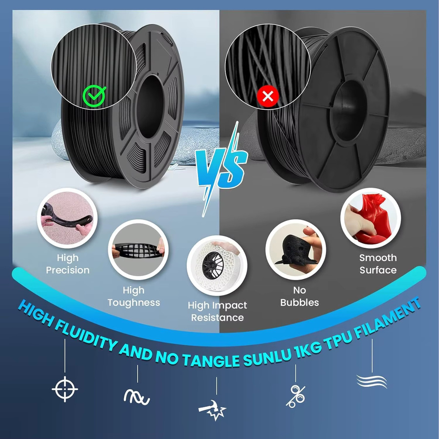 MANLANG TPU Flexibles Filament Grau 1,75mm 250g für FDM 3D-Drucker - Bild 3