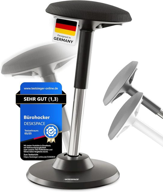 DESKSPACE Motion Bürohocker Stehstuhl Schwarz - Bild 1