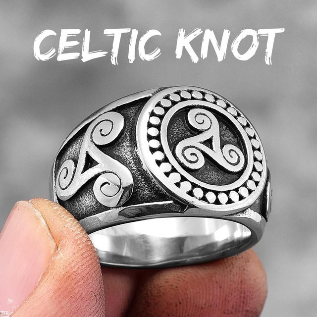 YIRAN Jewelry Ring Edelstahl, Keltischer Knoten, Herren, Größe 12 - Bild 1