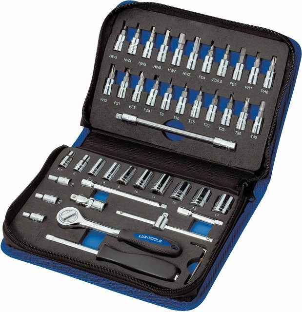 LUX-TOOLS Steckschlüsselsatz 45-teilig aus Chrom-Vanadium mit 1/4 Zoll (6,3 mm) - Bild 1