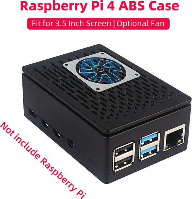 SHCHV ABS-Gehäuse für Raspberry Pi 4 Modell B mit optionaler Lüfter-Shell-Box in Schwarz, passend für GPIO und 3,5 Zoll Touchscreen - Bild 1
