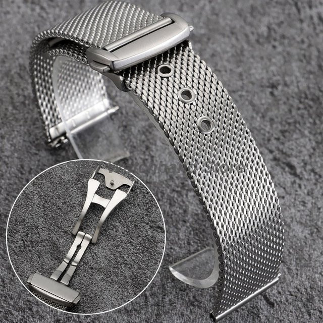 Uhrenarmband Milanaise-Netzarmband Edelstahl, Silber, 20mm 22mm - Bild 1