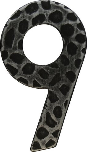ALPERTEC Hausnummer 9 aus Eisen in Schwarz, B/T/H: 11,7 x 17,0 x 1,8 cm - Bild 1