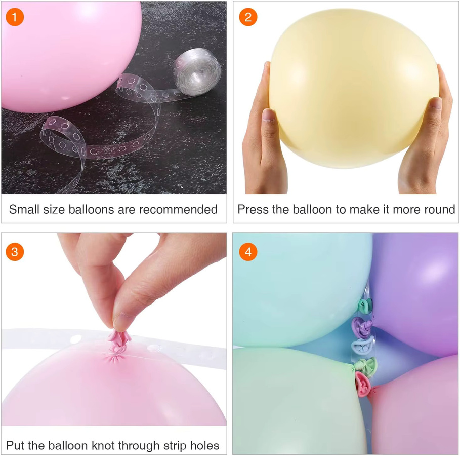 Tatuo Ballonbogen-Set mit Dekorationsstreifen und Klebepunkten für Hochzeiten und Weihnachten - Bild 3