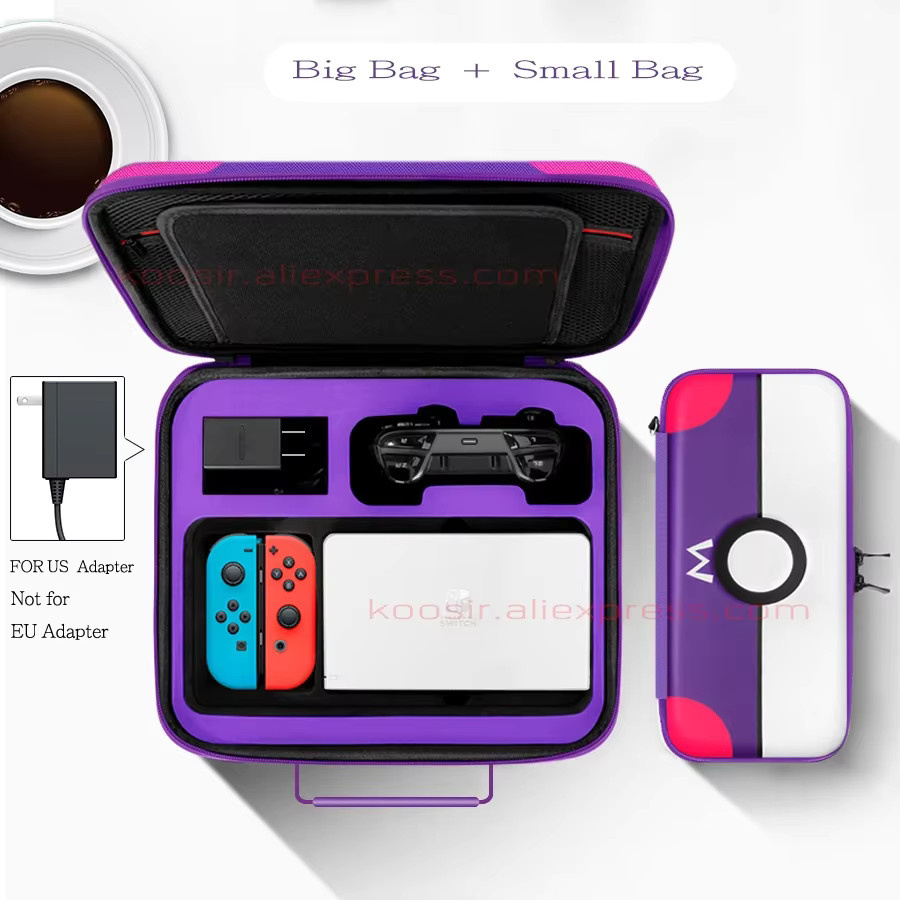 Tragetasche für Nintendo Switch und Nintendo Switch OLED mit Hardcover Shell und Umhäntegurt, Farbe: Lila - Bild 2