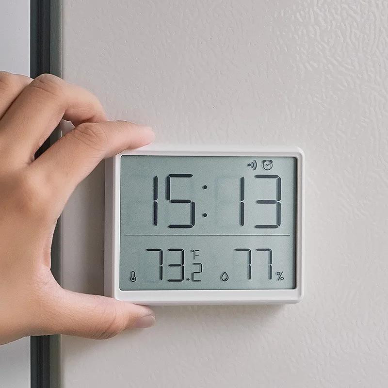 Yiran Furniture Multifunktionaler Digitaler Wandwecker mit Temperatur- und Feuchtigkeitsanzeige sowie Datum in Weiß - Bild 2
