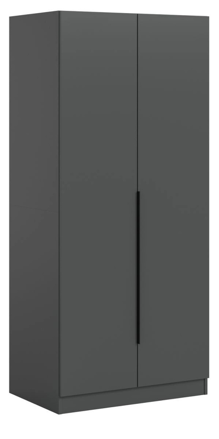 Kleiderschrank Swan 2-türig in Grau, modern mit Kleiderstange und Regalböden, B: 80 cm, H: 181 cm - Bild 5