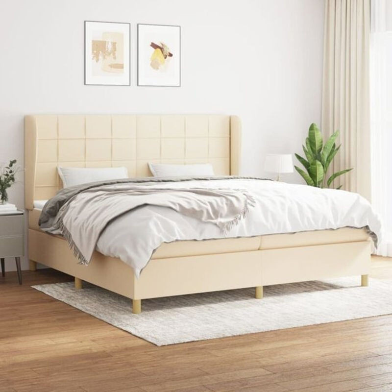 Vidaxl Boxspringbett mit Matratze in Beige aus Stoff und Massivholz B/T/H: 200 x 200 x 118 cm - Bild 1