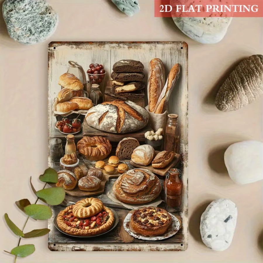 2D Flat Vintage-Bäckerei-Wandkunstschild aus Metall in Multicolour, B/H: 20,3 x 30,5 cm - Bild 2