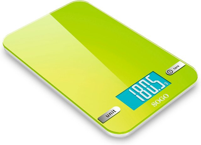 SOGO Digitale Küchenwaage mit Glasoberfläche in Grün - Bild 1