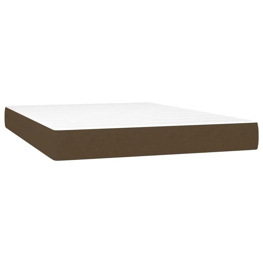 vidaXL Boxspringbett mit Matratze und LED-Beleuchtung in Dunkelbraun, Hybrid-Bett mit USB-Anschluss und Taschenfederkern, B/T/H: 140 x 200 x 144 cm - Bild 2