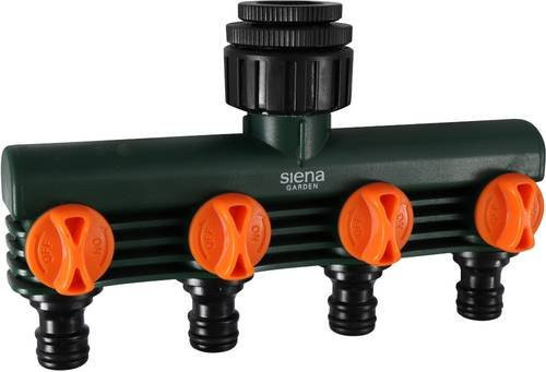 Siena Garden 4-Wege-Verteiler WM2400 aus Kunststoff in Orange/Grün, Länge: 17,7 cm - Bild 1