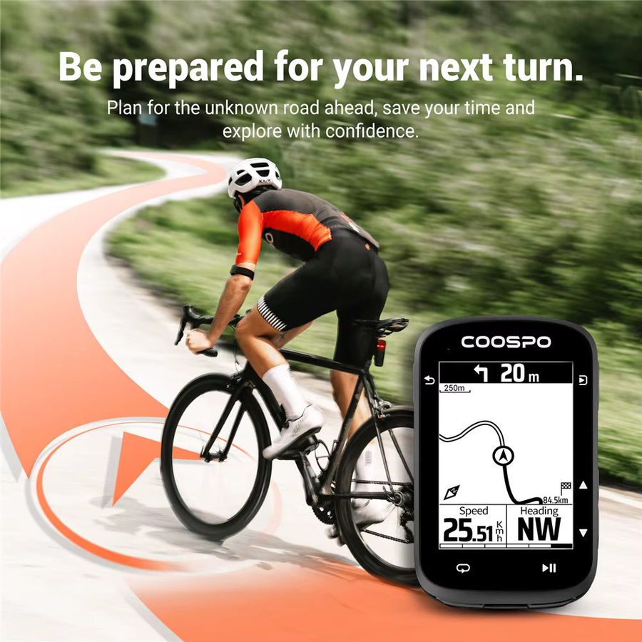 COOSPO CS500 GPS Fahrradcomputer mit Routennavigation, Bluetooth und ANT+ in Schwarz - Bild 3