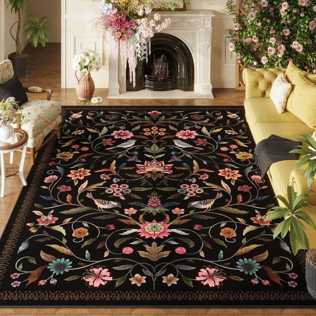 Lodestar Vintage Blumenteppich im Bohème Stil, rutschfester Teppich mit floralem Muster, B/B: 80 x 120 cm, Mehrfarbig - Bild 1