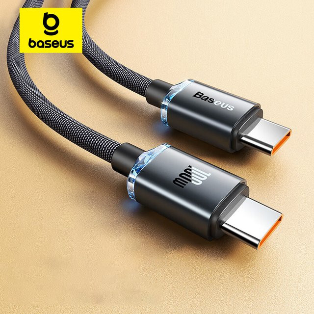 Baseus USB-C auf USB-C Kabel 100 W Schnellladegerät in Schwarz für iPhone 15 16, MacBook, Samsung und Xiaomi - Bild 1