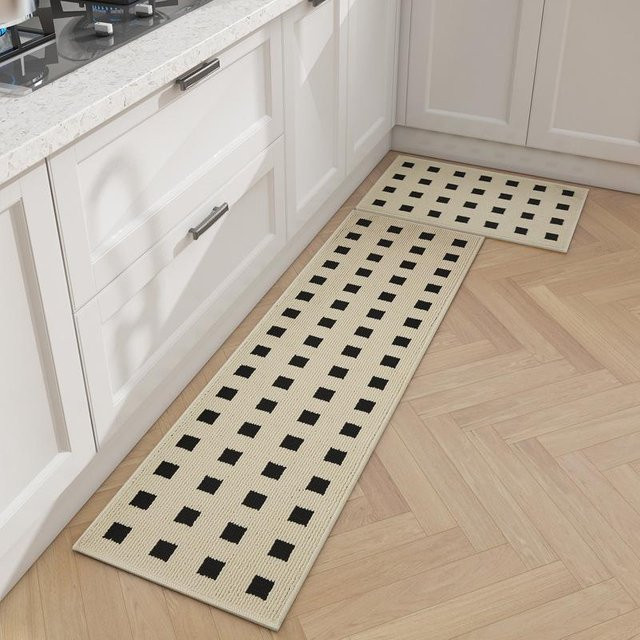 Saugfähige Küchenbodenmatte in Beige, rutschfeste und maschinenwaschbare Fußmatte mit geometrischem Design, Breite: 45 cm, Länge: 180 cm - Bild 1