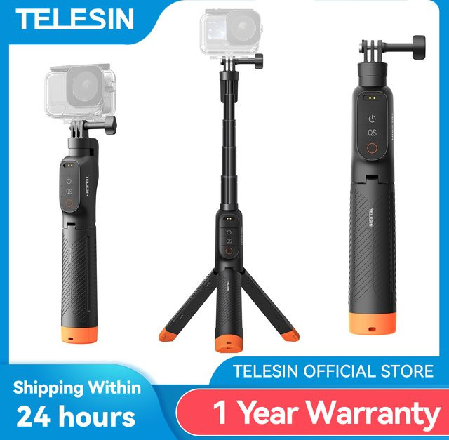 TELESIN Unterwasser-Tauchstativ mit kabelloser Fernbedienung, ausziehbarem Selfie-Stick und Auftriebsgriff für DJI OSMO Action 6 5pro 4 in Schwarz - Bild 1