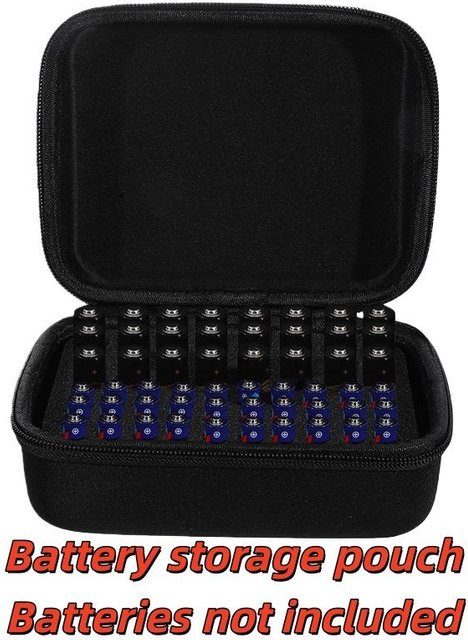 Tragbare Batterie-Aufbewahrungsbox für 54 AA/AAA Batterien in Schwarz mit EVA-Hülle - Bild 1