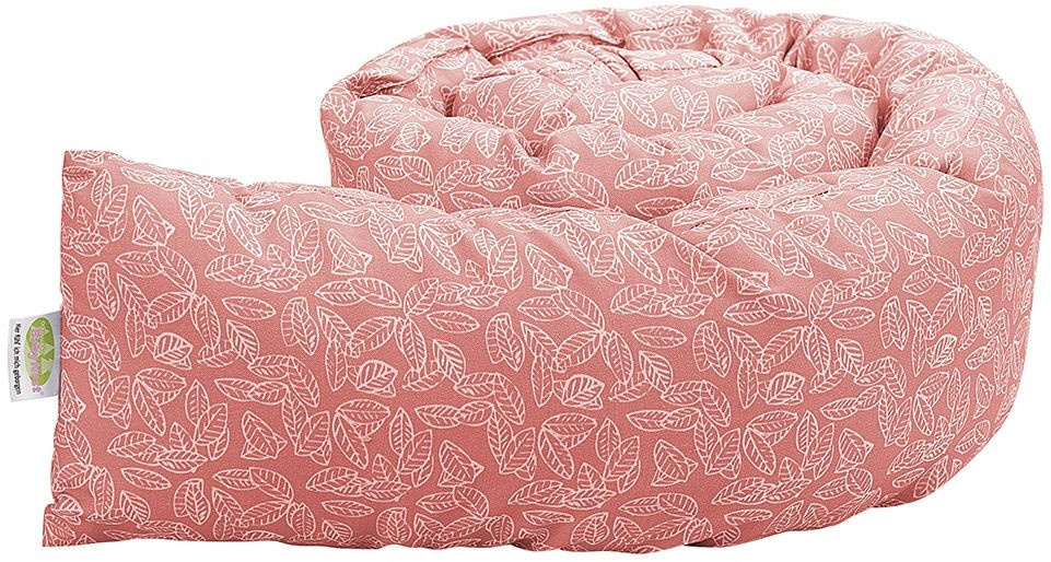 Odenwälder Nestchen-Rolle White Leaves Cranberry in Weiß und Pink, 180 cm - Bild 1