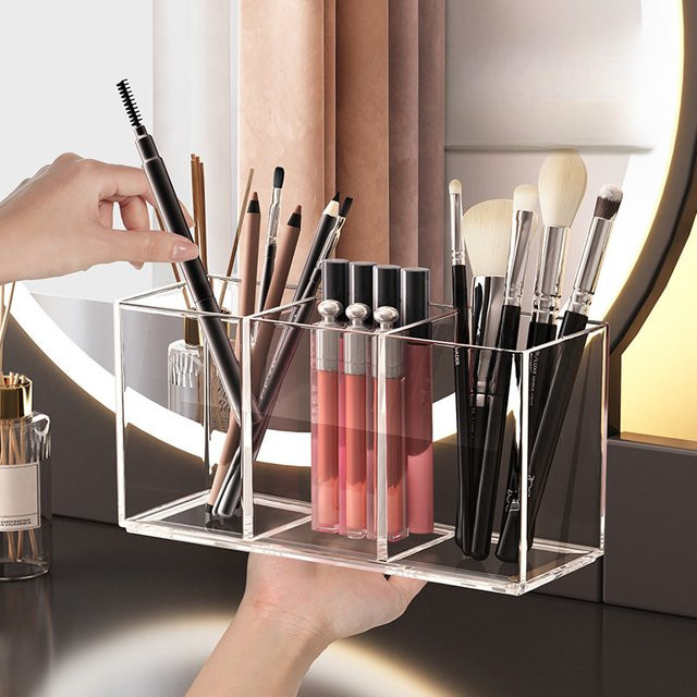 Transparenter Make-up-Organizer aus Kunststoff zur Kosmetik-Aufbewahrung für Lippenstifte und Pinsel - Bild 1