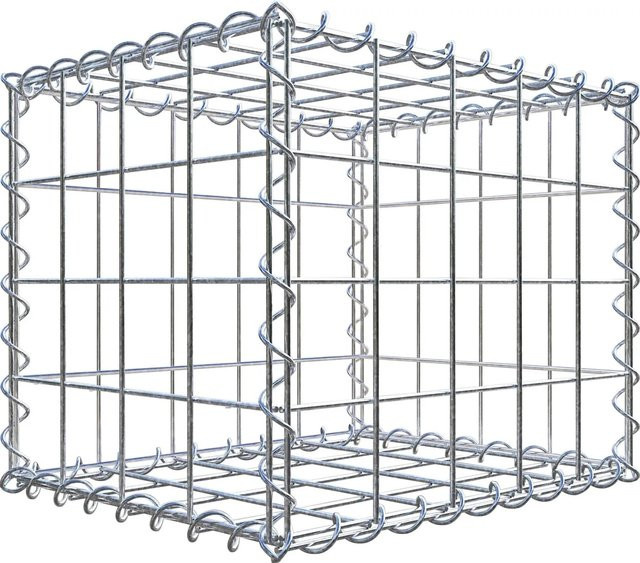 Gabiona Gabione Drahtkorb aus Stahl in Silber, Maschenweite 10 x 10 cm, B/T/H: 50 x 40 x 40 cm - Bild 1
