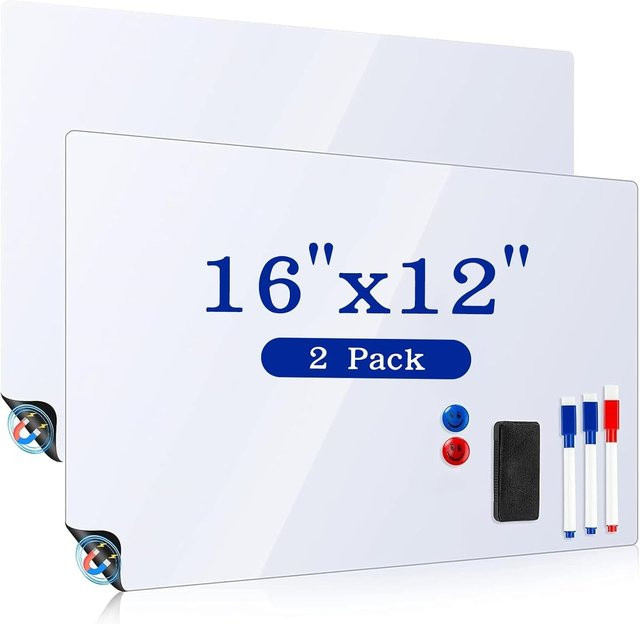 2er-Pack magnetisches Whiteboard für den Kühlschrank, trocken abwischbare Tafel als Küchen-Organizer und Planer, Farbe: Weiß, Breite: 30,48 cm, Höhe: 40,64 cm - Bild 1