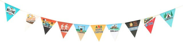 Bunte Camping Wimpelkette von shoemst aus Stoff, 10 Stück, 3 Meter Länge für Party und Outdoor-Aktivitäten - Bild 1