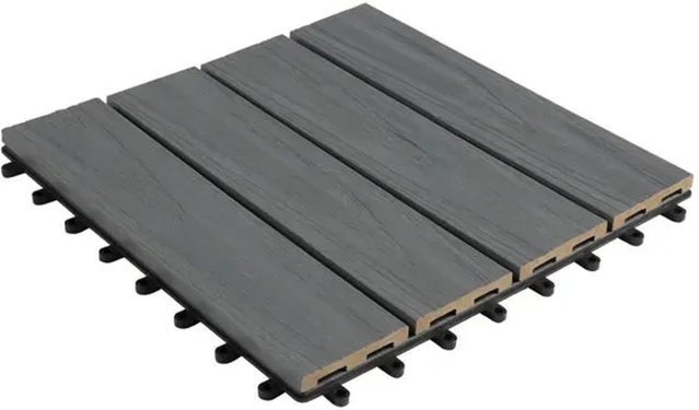 Karat WPC Klickfliese Classic wetterbeständige Terrassenfliese Grau B/B: 30 x 30 cm - Bild 1
