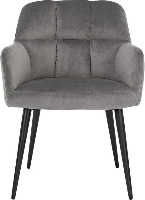 Vente-unique Stuhl Pega in Grau aus Samt mit Metallgestell, Breite: 58,5 cm - Bild 1