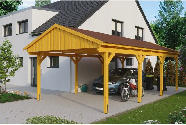 Skan Holz Carport Fichtelberg aus Fichte und Leimholz in Beige, B/T: 423 x 808 cm, Höhe: 326 cm - Bild 1