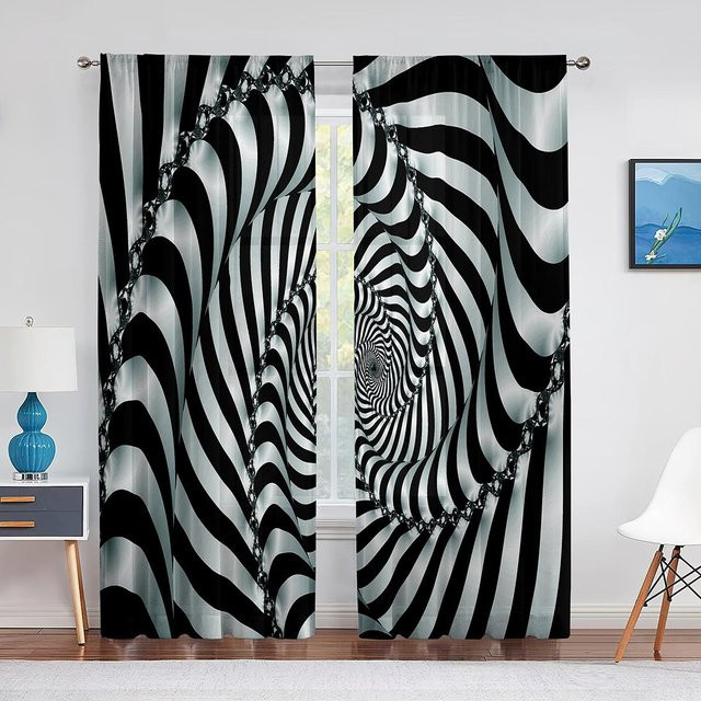Binchi Outdoor Equipment Psychedelischer Tüllvorhang in Mehrfarbig und Transparent mit Grafikdesign, Breite: 100 cm, Höhe: 250 cm - Bild 1