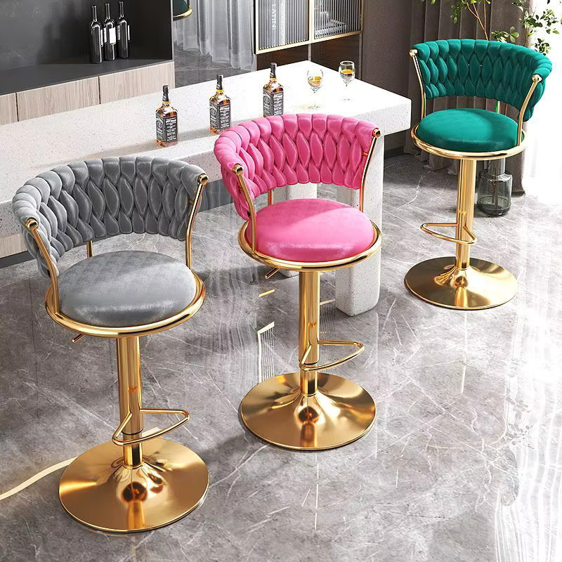XIUWO 360-Grad-Drehbarhocker aus Samt in Grau mit verstellbarer Höhe und ergonomischem Design - Bild 2