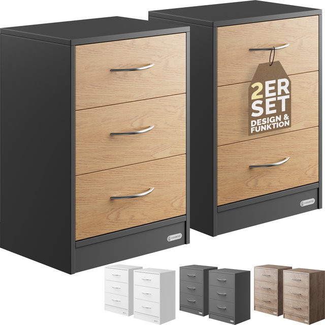 CASARIA Nachttisch Eloise 2er-Set Grau B/T/H: 54 x 39 x 28 cm - Bild 1