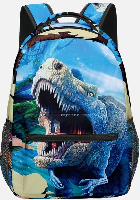 Fancy Style Studio Dinosaurier Rucksack für Jungen und Mädchen, wasserdichter Oxford-Schulrucksack mit 3D-Druck in Blau - Bild 1