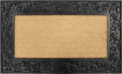 Siena Garden Gummifußmatte Blattwerk aus Kokosfasern in Schwarz und Beige, B: 90 cm, T: 55 cm, H: 1,5 cm - Bild 1