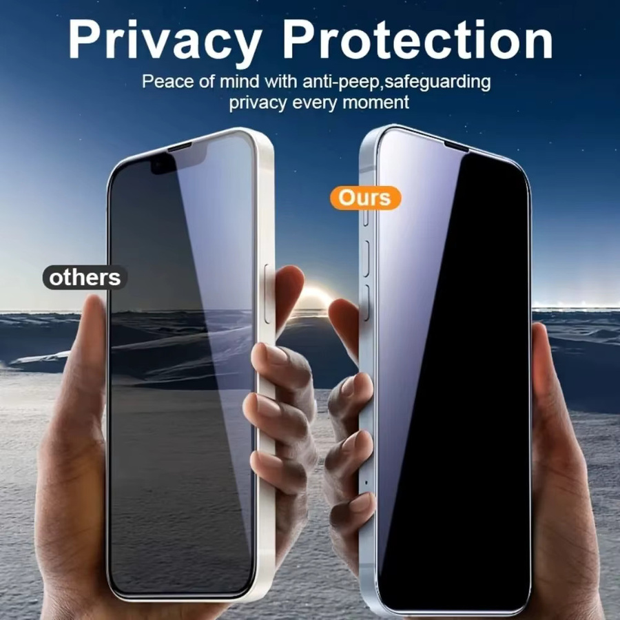 4-in-1 Anti-Spionage Schutzset für iPhone mit Hartglas-Displayfolie und Kameraobjektivglas in Transparent - Bild 5