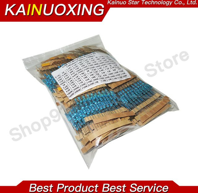 KAINUOXING Metallschichtwiderstand Set mit 110 Werten, 1100 Stück, 0,5 W, 1 % Toleranz, Multicolor - Bild 1