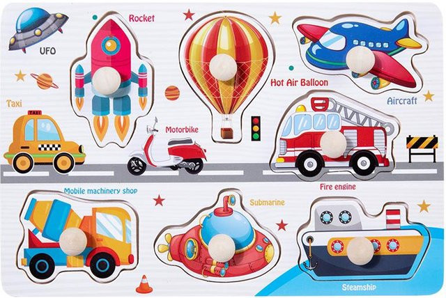 Linyi toy car Montessori Holz 3D Puzzle, Alphabet Form Zahlen, ab 0 Jahre - Bild 1