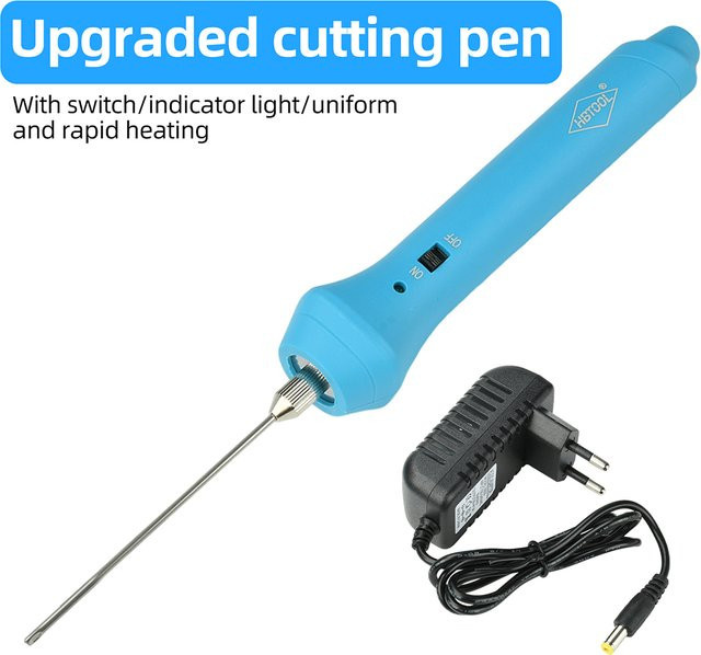 Elektrischer Schaumstoffschneider mit einstellbarer Temperatur für Polystyrol und Styropor, AC 220V EU-Stecker, Blau - Bild 1