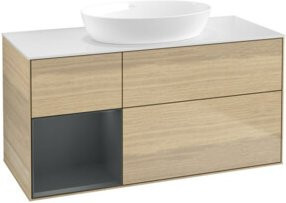 V&B Waschtischunterschrank Finion in Eicheveneer mit lackierter Oberfläche, Breite: 120 cm, Tiefe: 50,1 cm, Höhe: 50,1 cm - Bild 1