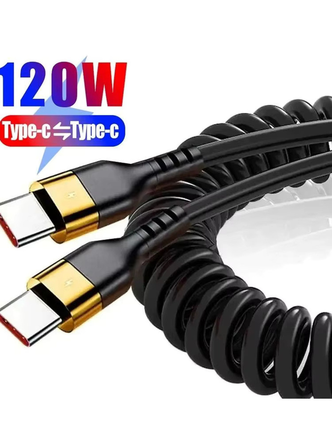 USB Typ C auf USB Typ C Autokabel mit 120W PD Schnellladefunktion und 6A Datenübertragung in Schwarz - Bild 6
