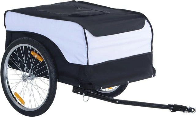 HOMCOM Fahrradanhänger für bis zu 40 kg in Weiß und Schwarz aus Stahl und Oxford, B/T/H: 140 x 77 x 65 cm - Bild 1